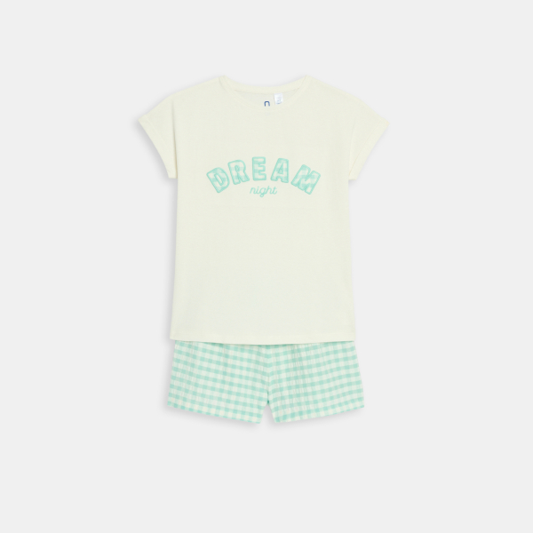 بيجاما-بشورت باللون الأخضر الباستيل قطعتين للفتيات